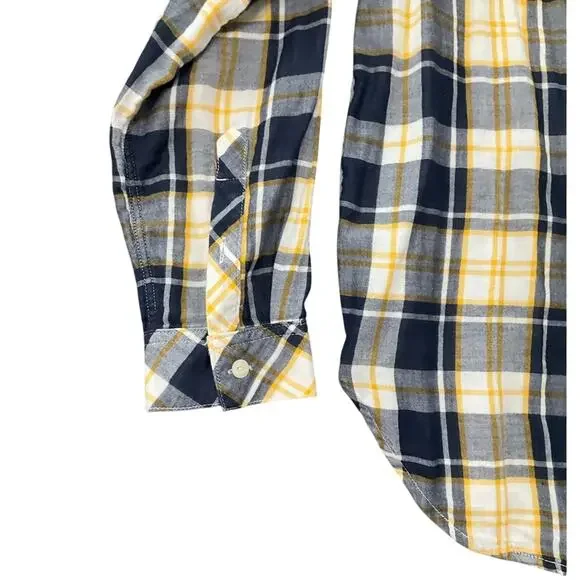 Levi’s Women's Boyfriend Fit Blue Yellow Plaid Button-Up Cotton Shirt Size XL - Picture 6 of 8